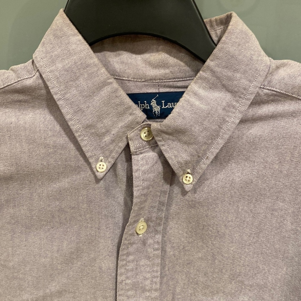 RALPH LAUREN lavender BIG SHIRT 100% cotton men button down size L
